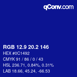 カラーコード: RGB 12.9 20.2 146 | qconv.com