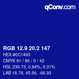 カラーコード: RGB 12.9 20.2 147 | qconv.com
