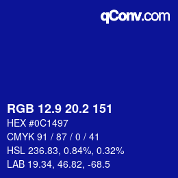カラーコード: RGB 12.9 20.2 151 | qconv.com