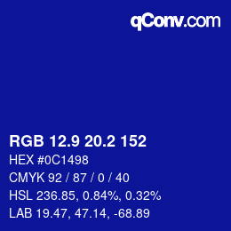 カラーコード: RGB 12.9 20.2 152 | qconv.com
