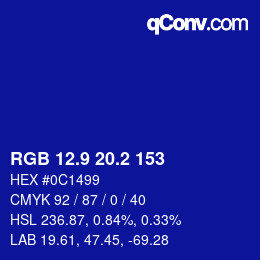 カラーコード: RGB 12.9 20.2 153 | qconv.com