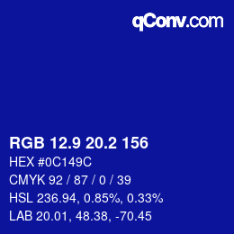 カラーコード: RGB 12.9 20.2 156 | qconv.com