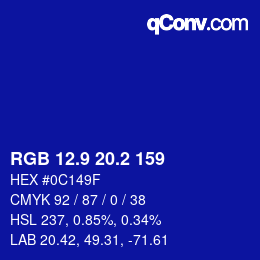 カラーコード: RGB 12.9 20.2 159 | qconv.com