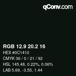 Farbcode: RGB 12.9 20.2 16 | qconv.com