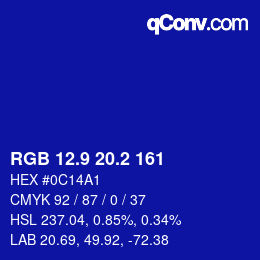 カラーコード: RGB 12.9 20.2 161 | qconv.com