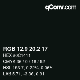 Color code: RGB 12.9 20.2 17 | qconv.com
