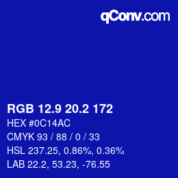 カラーコード: RGB 12.9 20.2 172 | qconv.com