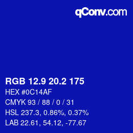カラーコード: RGB 12.9 20.2 175 | qconv.com