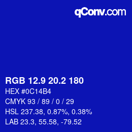 カラーコード: RGB 12.9 20.2 180 | qconv.com
