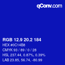 カラーコード: RGB 12.9 20.2 184 | qconv.com