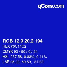 カラーコード: RGB 12.9 20.2 194 | qconv.com