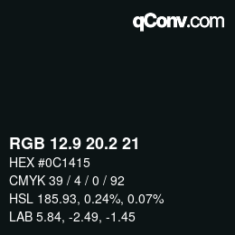 Color code: RGB 12.9 20.2 21 | qconv.com