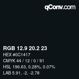 Farbcode: RGB 12.9 20.2 23 | qconv.com