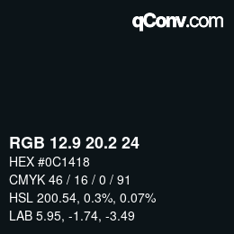 Color code: RGB 12.9 20.2 24 | qconv.com