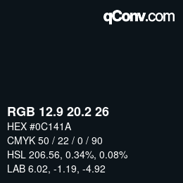 Color code: RGB 12.9 20.2 26 | qconv.com