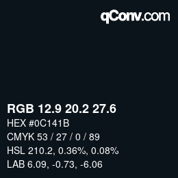 カラーコード: RGB 12.9 20.2 27.6 | qconv.com