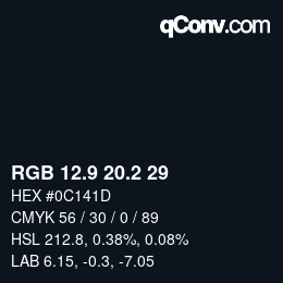 カラーコード: RGB 12.9 20.2 29 | qconv.com