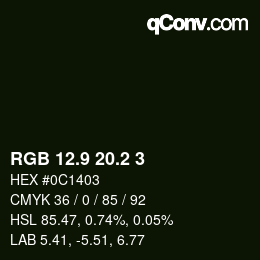 Color code: RGB 12.9 20.2 3 | qconv.com