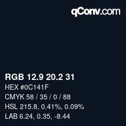 カラーコード: RGB 12.9 20.2 31 | qconv.com