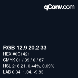 カラーコード: RGB 12.9 20.2 33 | qconv.com