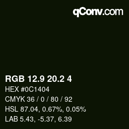カラーコード: RGB 12.9 20.2 4 | qconv.com