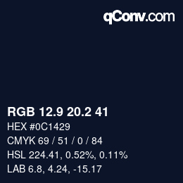 カラーコード: RGB 12.9 20.2 41 | qconv.com