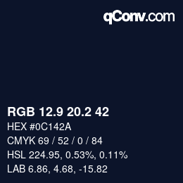 カラーコード: RGB 12.9 20.2 42 | qconv.com