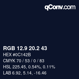 カラーコード: RGB 12.9 20.2 43 | qconv.com