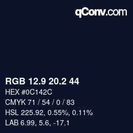 カラーコード: RGB 12.9 20.2 44 | qconv.com