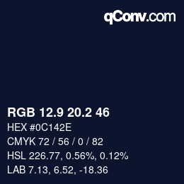 Color code: RGB 12.9 20.2 46 | qconv.com