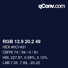 Color code: RGB 12.9 20.2 49 | qconv.com