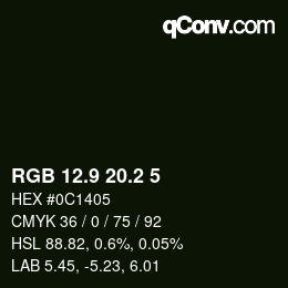 Color code: RGB 12.9 20.2 5 | qconv.com