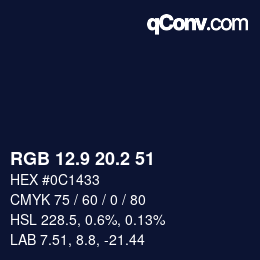 カラーコード: RGB 12.9 20.2 51 | qconv.com