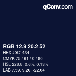 Color code: RGB 12.9 20.2 52 | qconv.com