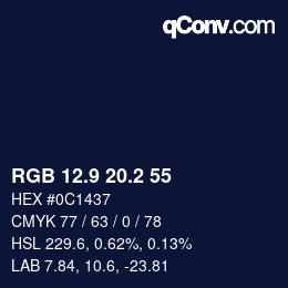 Color code: RGB 12.9 20.2 55 | qconv.com