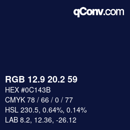 Color code: RGB 12.9 20.2 59 | qconv.com