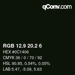 Color code: RGB 12.9 20.2 6 | qconv.com