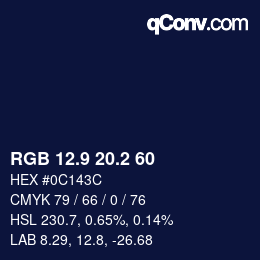 カラーコード: RGB 12.9 20.2 60 | qconv.com