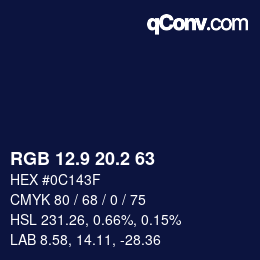カラーコード: RGB 12.9 20.2 63 | qconv.com