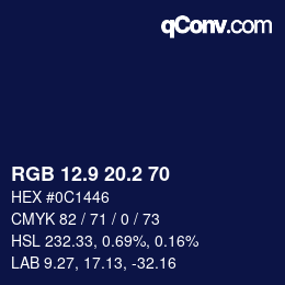 カラーコード: RGB 12.9 20.2 70 | qconv.com