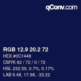 Color code: RGB 12.9 20.2 72 | qconv.com