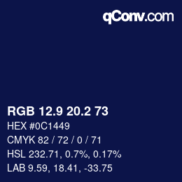 Color code: RGB 12.9 20.2 73 | qconv.com