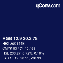 Color code: RGB 12.9 20.2 78 | qconv.com