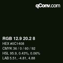 Color code: RGB 12.9 20.2 8 | qconv.com