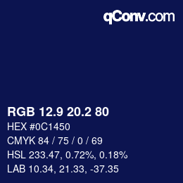 Color code: RGB 12.9 20.2 80 | qconv.com