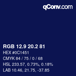 カラーコード: RGB 12.9 20.2 81 | qconv.com