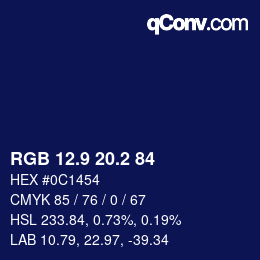 Color code: RGB 12.9 20.2 84 | qconv.com