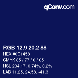 カラーコード: RGB 12.9 20.2 88 | qconv.com