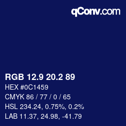 Color code: RGB 12.9 20.2 89 | qconv.com