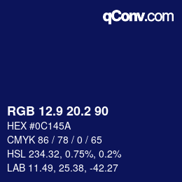Color code: RGB 12.9 20.2 90 | qconv.com